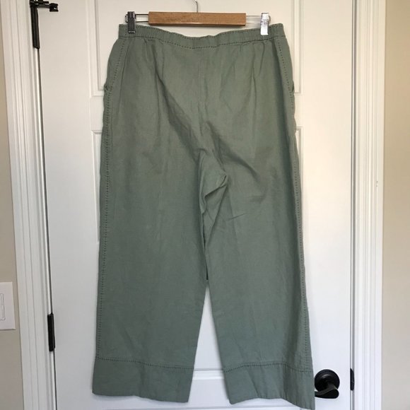 Hearts of Palm Women's Sage Green Linen, Cotton Blend Wide Leg Culottes Size 12 - Picture 3 of 9
